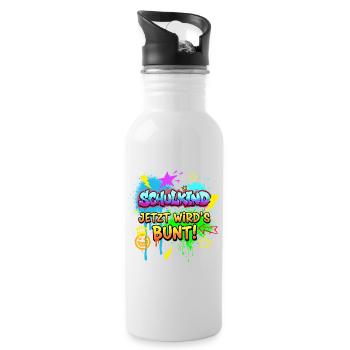 Schulkind Jetzt wird's bunt! - Graffiti Design - Trinkflasche mit integriertem Trinkhalm - Weiß - Rechts