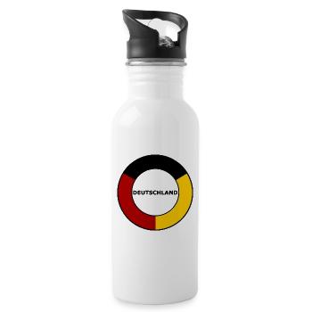 Roter Gelber Deutschland Halbring Schwarz - Trinkflasche mit integriertem Trinkhalm - Weiß - Rechts