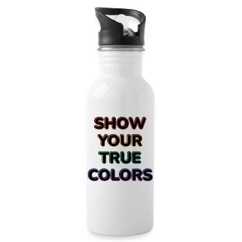 Zeig deine wahren Farben LGBT-Stolz - Trinkflasche mit integriertem Trinkhalm - Weiß - Rechts