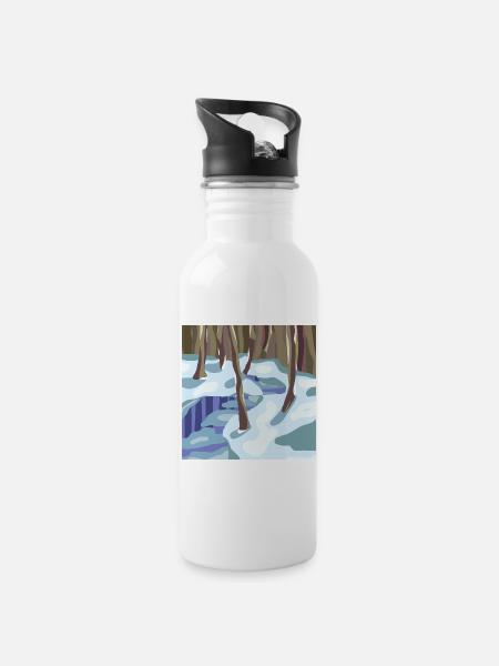 Forêt d’hiver à l’ombre froide - Gourde avec paille intégrée - blanc