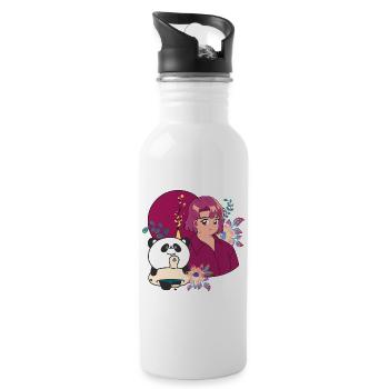 Kawaii Panda & Sommerprothese - Trinkflasche mit integriertem Trinkhalm - Weiß - Rechts
