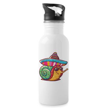 Snail Funny Sombrero - Water bottle with straw - white - Right