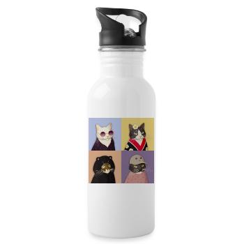 Cat Couture Quartett - Trinkflasche mit integriertem Trinkhalm - Weiß - Rechts