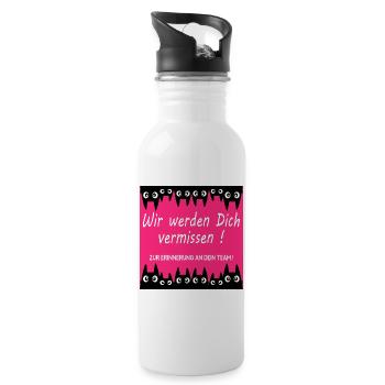 Farewell colleague cats - Water bottle with straw - white - Right