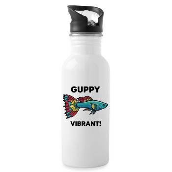 Fish Guppy Vibrant Swim Exotic Aquarium - Water bottle with straw - white - Right