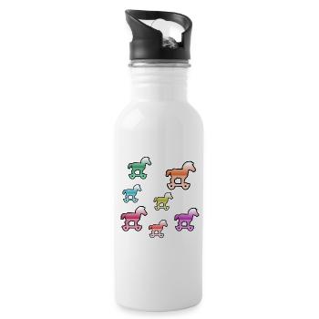horses - Water bottle with straw - white - Right