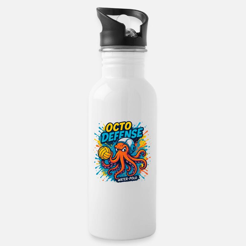 OctoDefense Wasserball - Trinkflasche mit integriertem Trinkhalm - Weiß