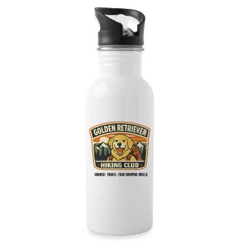 Golden Retriever Hund Hiking Retro Vintage Dog - Water bottle with straw - white - Right