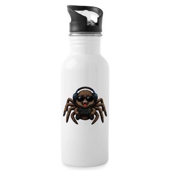 Cool Spider Spider Gamer Funny Retro Animal - Water bottle with straw - white - Right
