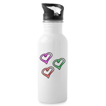 Hearts - Water bottle with straw - white - Right