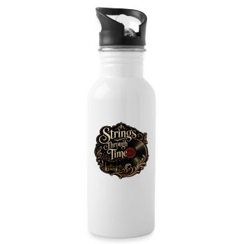 Streicher durch die Zeit – Romantisches Vinylorchester - Trinkflasche mit integriertem Trinkhalm - Weiß - Rechts