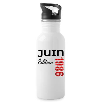 June 1986 - 40th Anniversary - Water bottle with straw - white - Right
