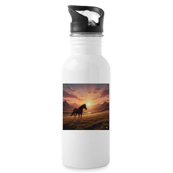 Cheval du coucher de soleil dans la vallée montagneuse - Gourde avec paille intégrée - blanc - Droite