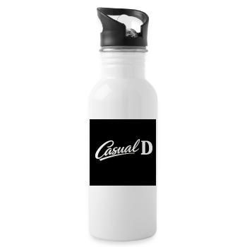 Casual D Vintage Script - Water bottle with straw - white - Right