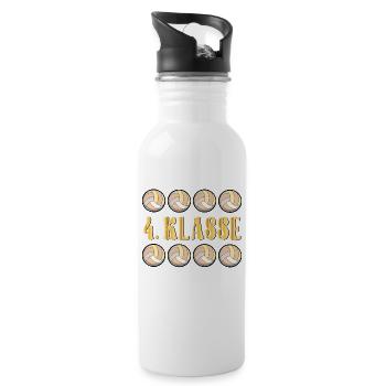 SCHULKIND 4. Klasse Volleyball - Trinkflasche mit integriertem Trinkhalm - Weiß - Rechts