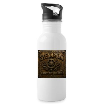 Steampunk. Fantasy für Ingenieure. - Trinkflasche mit integriertem Trinkhalm - Weiß - Rechts