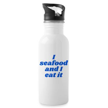 I seafood an I eat it - Water bottle with straw - white - Right