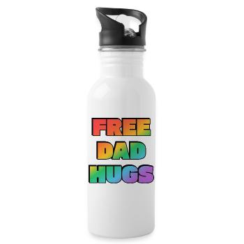 Rainbow Free Dad Hugs - Water bottle with straw - white - Right