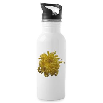 Vibrant_Yellow_Chrysanthemum_Flower - Water bottle with straw - white - Right