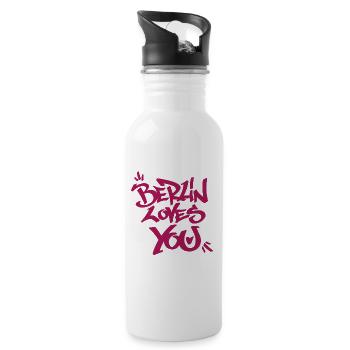 Berlin loves you graffiti style - Water bottle with straw - white - Right