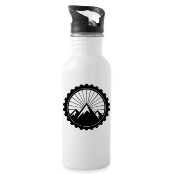 MTB Gravel Bike Mountains Tire Logo - Water bottle with straw - white - Right