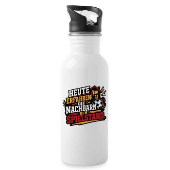 Heute erfahren die Nachbarn den Spielstand - Trinkflasche mit integriertem Trinkhalm - Weiß - Rechts