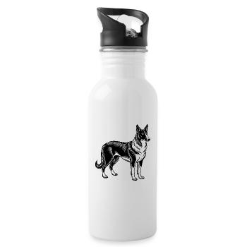 Hund - Trinkflasche mit integriertem Trinkhalm - Weiß - Rechts