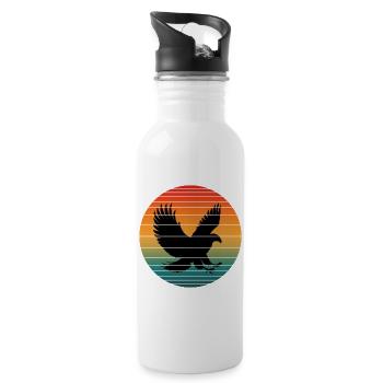 Vintage Eagle - Trinkflasche mit integriertem Trinkhalm - Weiß - Rechts