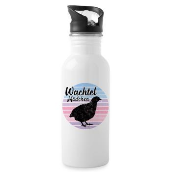 Wachtel Mädchen Retro Vintage - Trinkflasche mit integriertem Trinkhalm - Weiß - Rechts
