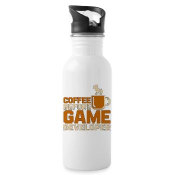 Game Developer Coffee Game Programmer Coffee Lover - Water bottle with straw - white - Right