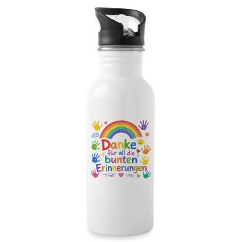 Danke für all die bunten Erinnerungen! - Trinkflasche mit integriertem Trinkhalm - Weiß - Rechts