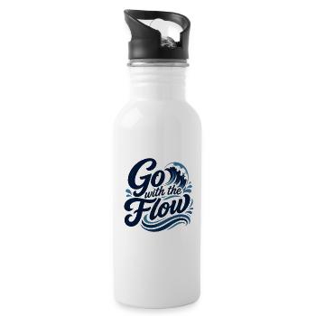 Go with the Flow Wellen-Typografie - Trinkflasche mit integriertem Trinkhalm - Weiß - Rechts