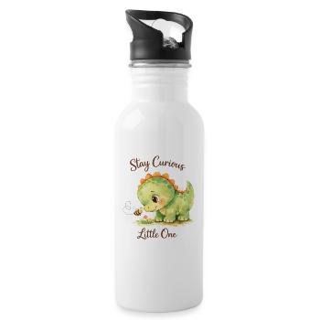 Stay Curious Little One – Aquarell Dino & Biene - Trinkflasche mit integriertem Trinkhalm - Weiß - Rechts