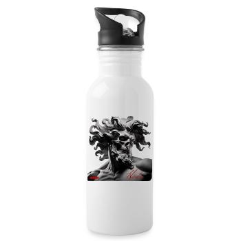 Hades Schädel Mythos Portrait - Trinkflasche mit integriertem Trinkhalm - Weiß - Rechts