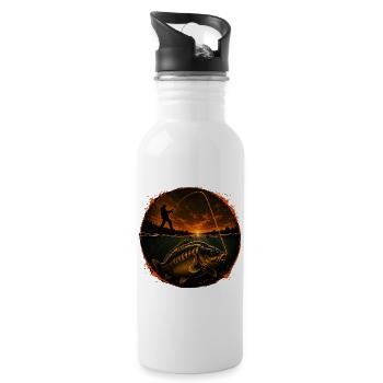 Surface Connection Carp Fishing Design - Water bottle with straw - white - Right