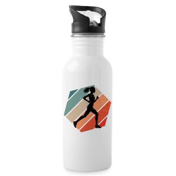 Gift idea for a runner with running - Water bottle with straw - white - Right