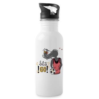Frauenfußball - Trinkflasche mit integriertem Trinkhalm - Weiß - Rechts
