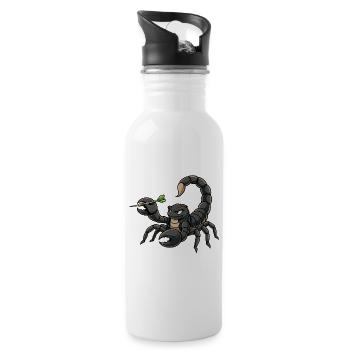 Scorpio with darts - Water bottle with straw - white - Right