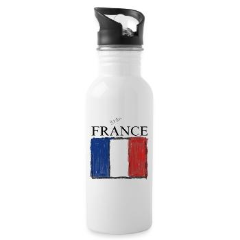 FRANCE drapeau et emblème de la France. Supporter - Gourde avec paille intégrée - blanc - Droite