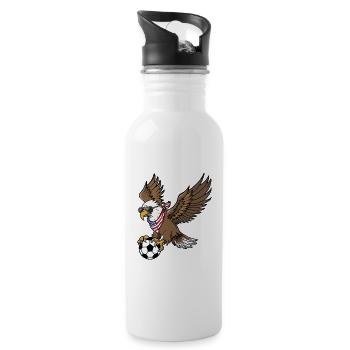Cool USA Soccer Eagle Sunglasses Vintage Patriotic - Water bottle with straw - white - Right