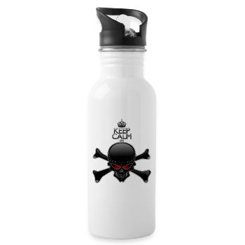 Keep Calm Or Die Black Skull - Water bottle with straw - white - Right