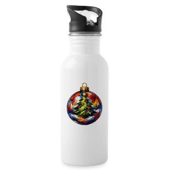 Weihnachtskugel mit Tannenbaummotiv - Trinkflasche mit integriertem Trinkhalm - Weiß - Rechts