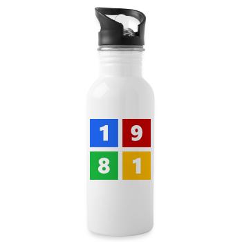 1981 - Trinkflasche mit integriertem Trinkhalm - Weiß - Rechts