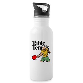 Tennis de table - Gourde avec paille intégrée - blanc - Droite