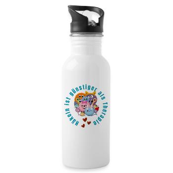Crochet is cheaper than therapy - Water bottle with straw - white - Right