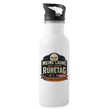 Titel: Meine Laune Hat Heute Ruhetag Spruch Motiv - Trinkflasche mit integriertem Trinkhalm - Weiß - Rechts