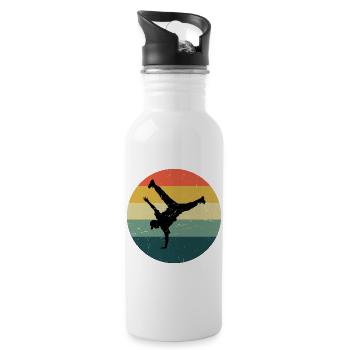 Die Hip-Hop-Tänzer und Breakdance passen zusammen - Trinkflasche mit integriertem Trinkhalm - Weiß - Rechts