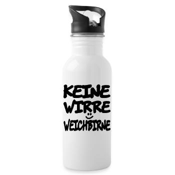 keine_wirre_weichbirne - Water bottle with straw - white - Right