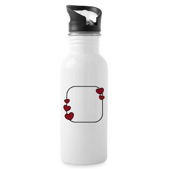Heart Frame - Water bottle with straw - white - Right