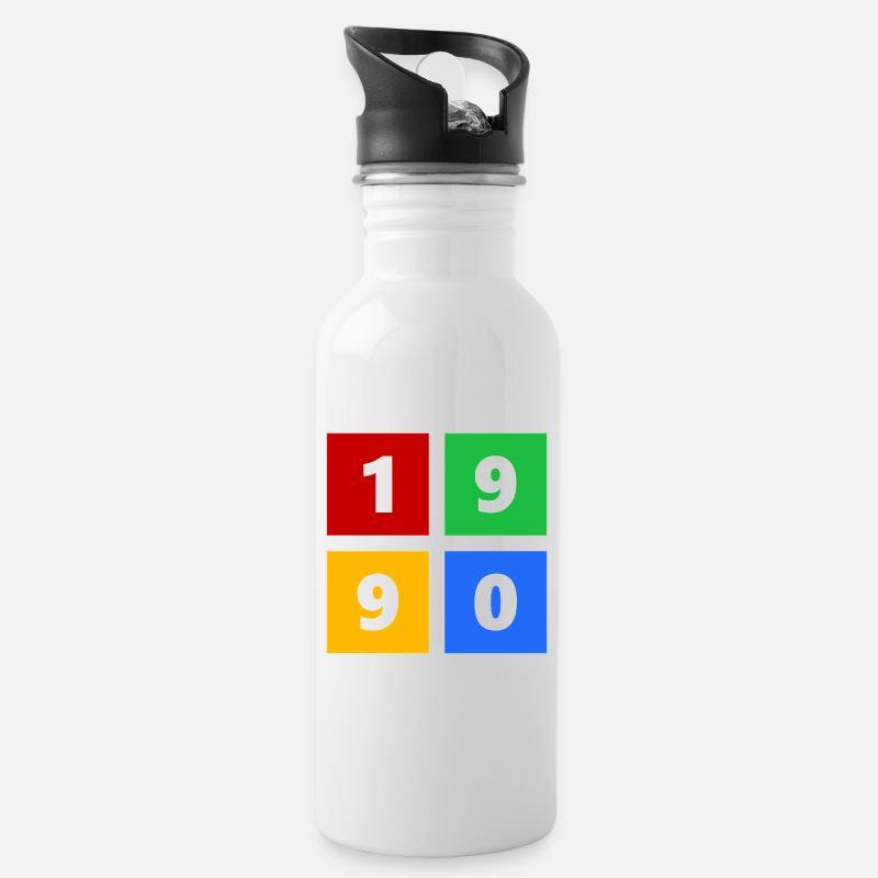 1990 - Water bottle with straw - white